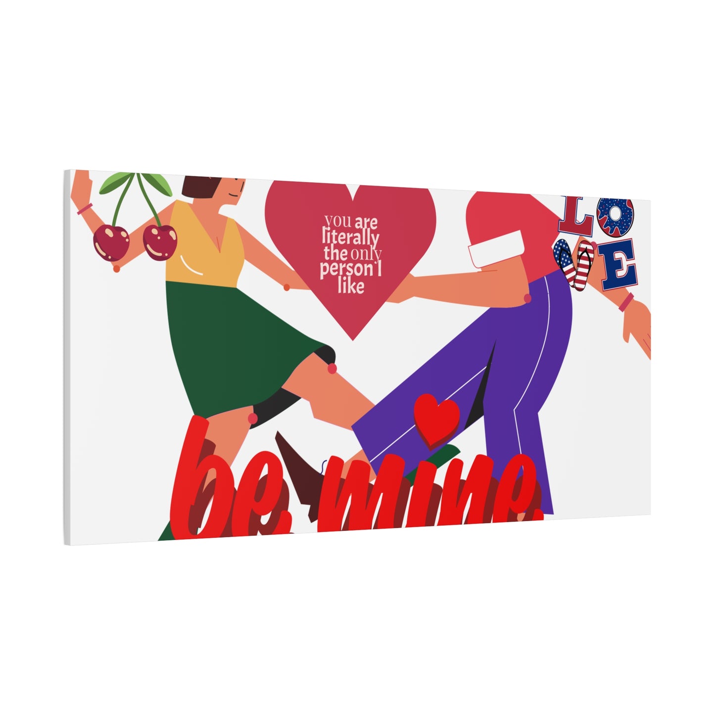 Vibrant Canvas Art Print, Cute Couple Dancing, Valentine's Gift, Home Decor, Love Quote Art, Heartfelt Wall Decoration