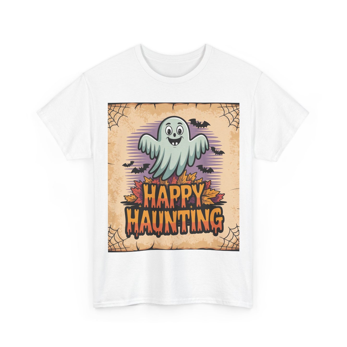 Halloween Ghost Tee, Happy Haunting Cotton Shirt, Unisex Spooky T-Shirt, Fall Festive Apparel, Ghostly Fun Clothing