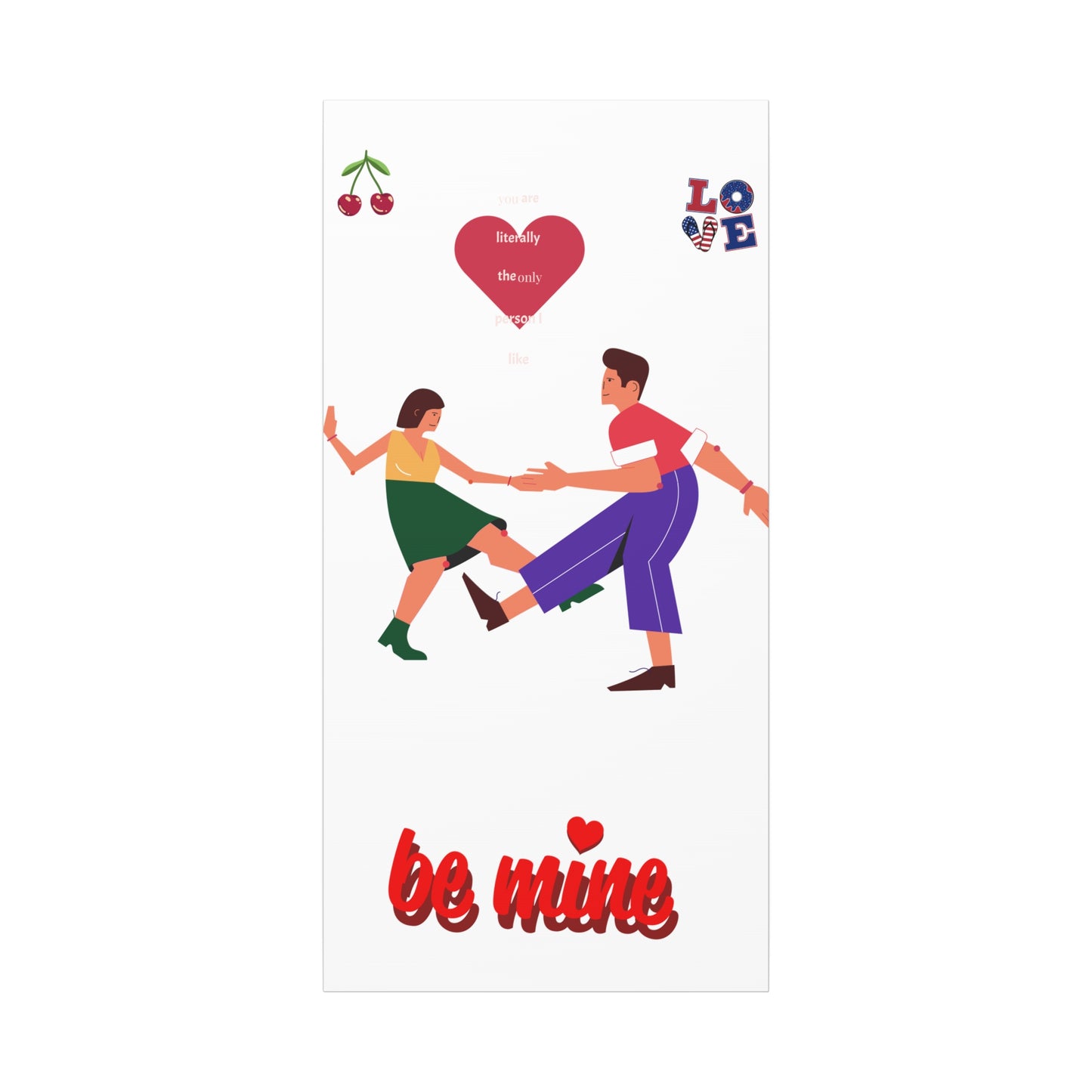 Vibrant Canvas Art Print, Cute Couple Dancing, Valentine's Gift, Home Decor, Love Quote Art, Heartfelt Wall Decoration