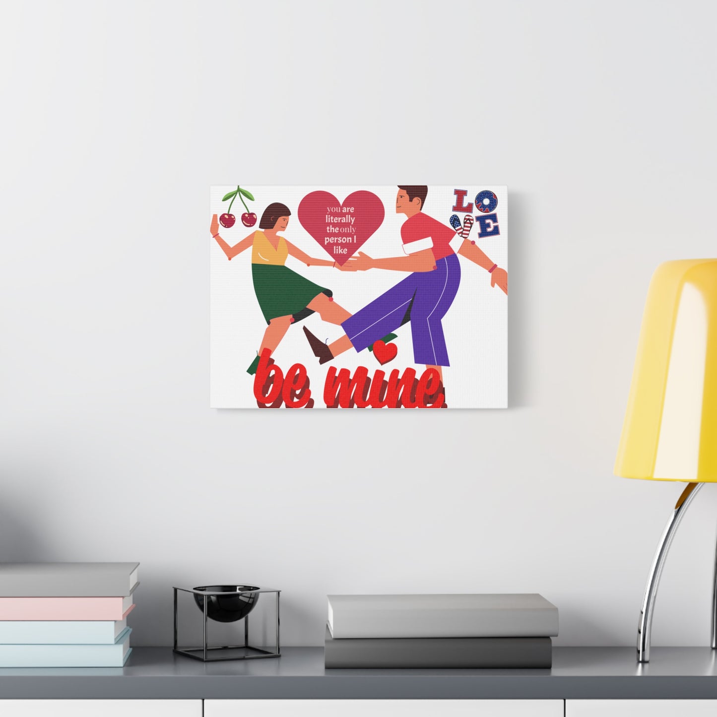 Vibrant Canvas Art Print, Cute Couple Dancing, Valentine's Gift, Home Decor, Love Quote Art, Heartfelt Wall Decoration